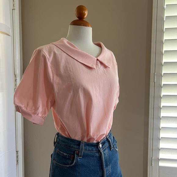 100% Cotton Pink Peter Pan Collar Top - Picture 3 of 6